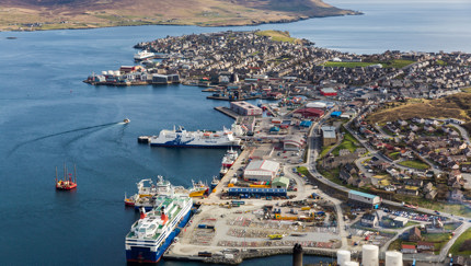 Shetland's busy port at Lerwick welcomes both commercial and tourism traffic