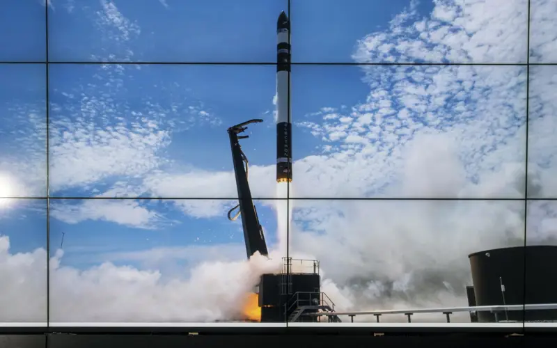 Rocket simulation taking off at space hub Sutherland 
