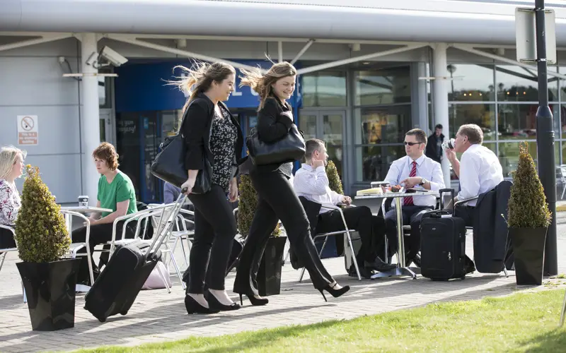 Passengers arriving at Inverness Airport
