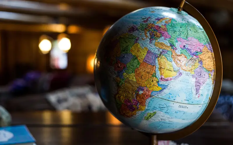 Multi coloured world globe 