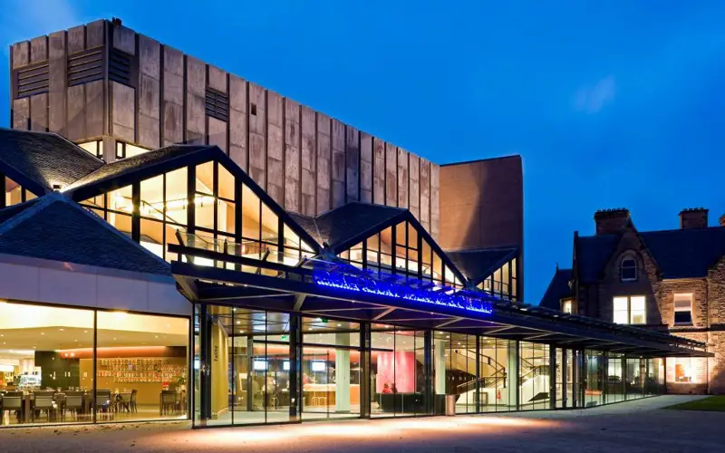 night shot of Eden Court Theatre Inverness