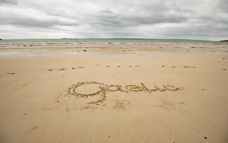 Gaelic written in the sand